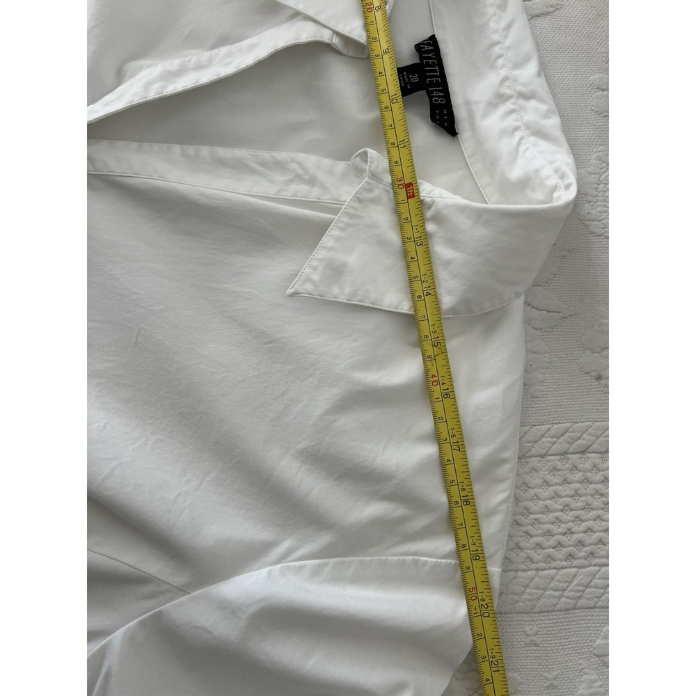 Lafayette 148 New York Button Up Shirt Womens Size 20 White Cotton Blend Blouse - Picture 9 of 12